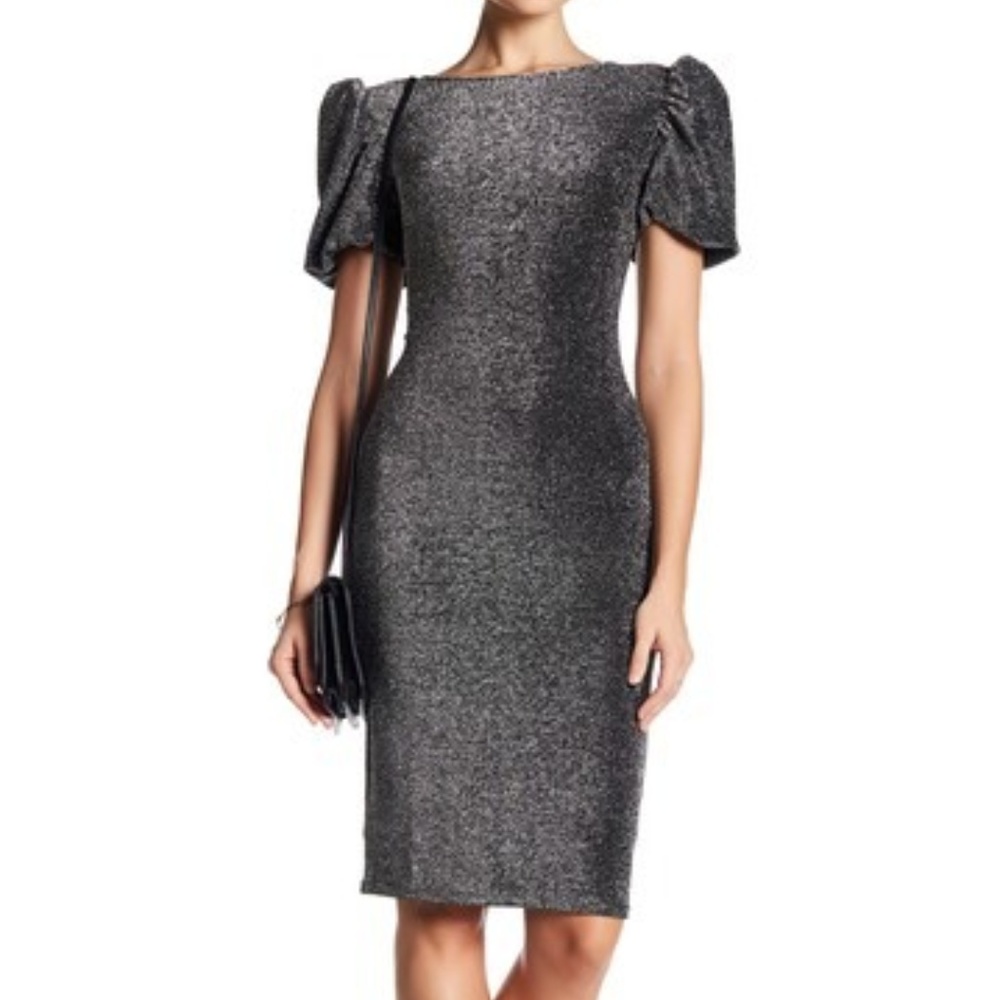 Free Press Short Balloon Sleeve Shimmer Dress